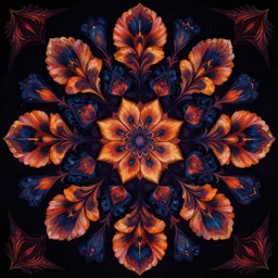 symmetry centered dark colorfull mandala consisting of flowers