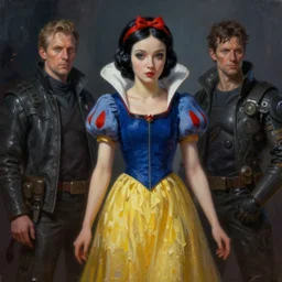snow white, biopunk, oil painting, darkness, paint texture, digital painting, highly detailed, artstation, sharp focus, illustration, concept art, ruan jia, charlie bowater, tom bagshaw, norman rockwell