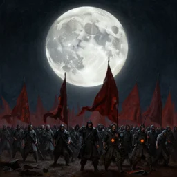 beautiful as the moon, terrible as an army with banners. art by james c. christensen and ed binkley