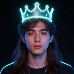 glowwave portrait of king with a crown, neon, au naturel, hyper detailed, digital art, trending in artstation, cinematic lighting, studio quality, smooth render, unreal engine 5 rendered, octane rendered, art style by klimt and nixeu and ian sprigger and wlop and krenz cushart.