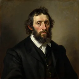portrait of a neanderthal as a victorian country vicar in the style of pietro annigoni, 1 8 9 5, oil on canvas, national portrait gallery