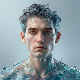 portrait of a man made out of water. intricate artwork, by tooth wu, wlop, beeple, dan mumford concept art, octane render, trending on artstation, greg rutkowski very coherent symmetrical artwork cinematic, key art, hyper realism, high detail, octane render, 8 k, iridescent accents