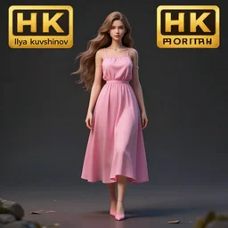 girl with long hair and pink dress, real photo, posed, full body, instagram photo, kodak, portra, by wlop, ilya kuvshinov, krenz, cushart, pixiv, zbrush sculpt, octane render, houdini, vfx, cinematic atmosphere, 8 k, unreal engine 5, ultra detailed, photorealistic, ultra realistic