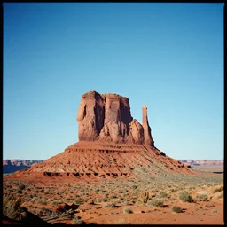 an analog photo of monument valley, film fuji velvia 5 0