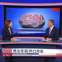 a person and a rock stone debate on television, political, cnn