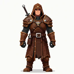 a d & d rogue in leather armor, highly detailed, pixel art, artstation, concept art, smooth, sharp focus