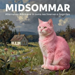 midsommar alternate stories : the pink cat, oil painting, ultradetailed, digital painting, ultradetailed, artstation