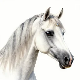 highly detailed watercolor, close up side view portrait, arabian horse unicorn with a long ombre mane, realistic jewels in its mane, stars and night background, nostalgia for a fairytale, magic realism, flowerpunk, mysterious, by charles vess, anato finnstark, cinematic lighting, beautiful face by leyendecker
