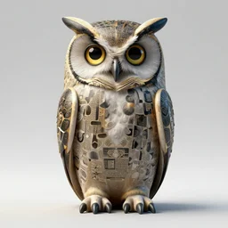 bespectacled owl, intricate detail, modigliani, klimt, miro, octane render, unreal engine,