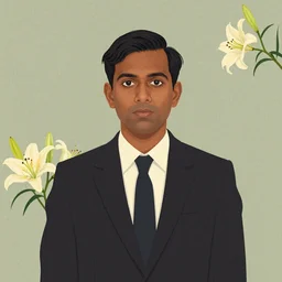 artwork by Wes Anderson, Wes Anderson and Wes Anderson, of a solo individual portrait of an Indian guy with lilies lilies, dapper, simple illustration, domestic, nostalgic, full of details, by Wes Anderson and Wes Anderson, wes anderson, wes anderson, wes anderson, wes anderson, wes anderson, Matte painting, trending on artstation and unreal engine