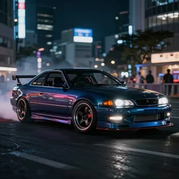 a car jzx 1 0 0 drift, detailed - wheels, shibuya prefecture, cinematic lighting, photorealistic, night photography, octane render