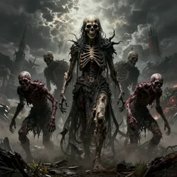 Now I have become Death, the destroyer of worlds, artwork by artgerm, Zombie Ghouls, rendered in high octane, art by Ansel Adams