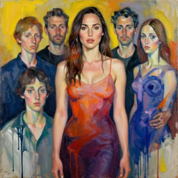 portrait gal gadot, vincent lefevre and hernan bas and pat steir and hilma af klint, psychological, photorealistic, dripping paint, washy brush, rendered in octane, altermodern, masterpiece