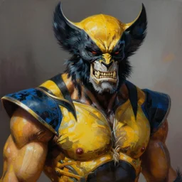 ultra realistic portrait painting of skeletor as wolverine, art by frank frazetta, 4 k, ultra realistic, highly detailed, epic lighting