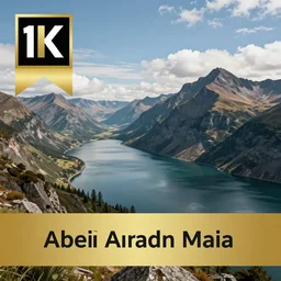landscape with some mountains and a lake, photorealistic, 8 k, award - winning nature photography