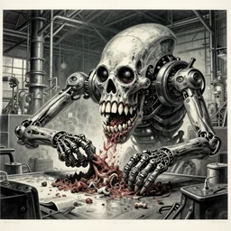 biomechanical industrial factory made to chew objects, biomechanical machine made of teeth, disturbing biohorror artwork print, by hr giger!!!