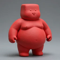 red fat abstract clay statue, super fat and obese thicc with a round belly bottom and squared top, asking : what is samegame?
