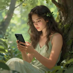 nature goddess watching too much tiktok on her phone by senior concept artist josephine wall, trending on artstation