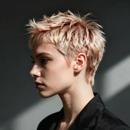 strawberry blond pixie cut, spiky, punk, professional fashion photo