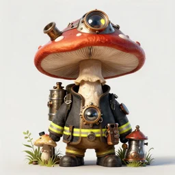 mushroom firefighter, portrait, highly detailed, steampunk, fantasy, starwars, trending on artstation, characterdesign, sharp focus, illustration, digital matte painting, art by greg rutkowski