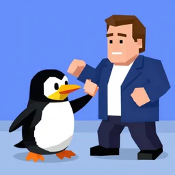 danny devito punching a penguin, nintendo 6 4 screenshot, low poly, aliased