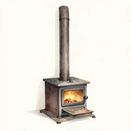 a single stove, ricardo robles, marco turini, watercolor, ilustration, blank background