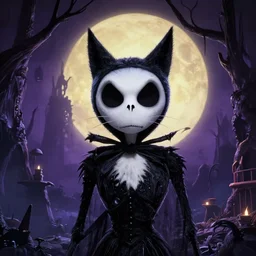 a cat in the style of tim burton
