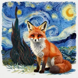 fennec fox drawn in the style of van gogh