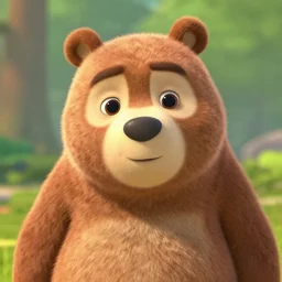 a cute perfect bear character by pixar