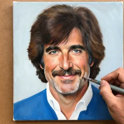 Bob Ross painting a recursive self portrait