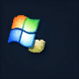 windows xp background in the style of hyper light drifter pixel art