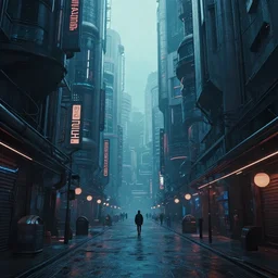 a cyberpunk backstreets of a futuristic city by lecouffe - deharme, bastien
