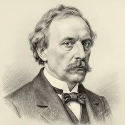 detailed pencil sketch of J.J. Thomson