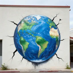 earthquake fissure as graffiti mural by lee, masterpiece, trending on artstation