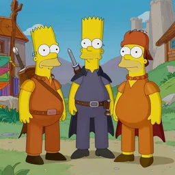 The Simpsons in Skyrim, realistic, real-life, cinematic, 4k