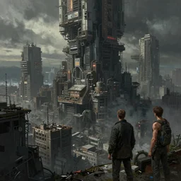 cyberpunk concept of a massive and poor elevated city beyond the ozone layer, grimy, gritty, trending on artstation, award winning painting, cgi, art by john berkey and anton fadeev and john howe