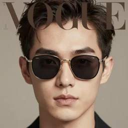 a head, neutral palette, 1 9 3 0 style, it is wearing sumglasses, vogue cover style, greg rutkowski style, depth of field