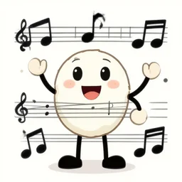 anthropomorphic musical notation, cartoony, happy musical notes for kids