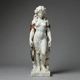 A beautiful marble statue. Feathers and leather. Hell and heaven. by Yasushi Nirasawa.