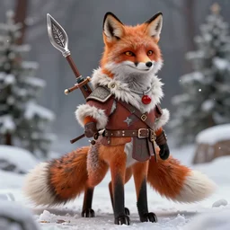 Hyperdetailed masterpiece concept art of a warrior fox at christmas