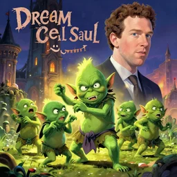 a pack of green goblins doing the dance of pain, a fantasy art, hd, trending on artstation, by rhands, makoto shinkai, ilya kuvshinov! dream better call saul poster starring mark zuckerberg, tv show poster