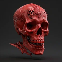 the god of the dead, octane render, red, ornate