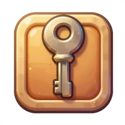 a game icon item key, detailed illustration of an object with handpainted textures, rpg game style, center, rim lights and glow, colorful, high depth and details