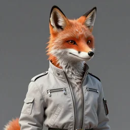 hyperdetailed anthropomorphic fox wearing a pale gray flight jacket, concept art, unreal engine, digital painting, vivid colors, sharp focus illustration, artstation hq. intricate, elegant, medium shot, art by ufotable studios