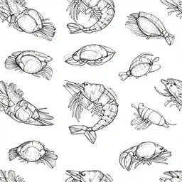 hand drawn seafood patterns