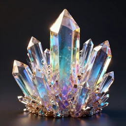 crystals, raytraced, octane render, beautiful hdr 8 k, realistic, detailed, intricate, glistening, colorful, iridescent, dark background