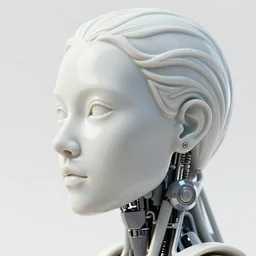 complex 3d render ultra detailed of a beautiful porcelain profile woman face, white background, mechanical cyborg, 150 mm, beautiful natural soft light, rim light, studio light, silver gold details, magnolia big leaves and stems, roots, fine foliage lace, mesh wire, intricate details, hyperrealistic, mandelbrot fractal, Alexander Mcqueen haute couture, anatomical, red lips, white metal armor, facial muscles, cable wires, microchip, elegant, octane render, H.R. Giger style, 8k