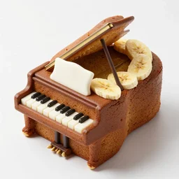 banana cake in shape of a piano
