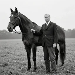 hunter biden in 1947 standing next to his horse