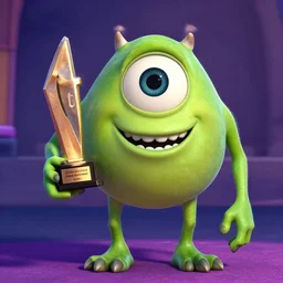 mike from monster's inc with nic cage's face award winning digital photography